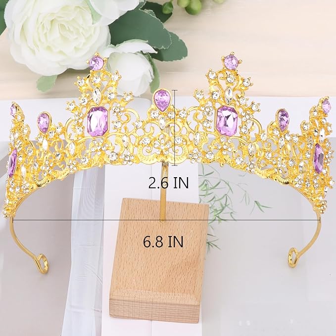 Didder Purple Gold Princess Crown Birthday Tiara Prom Queen Tiaras and Crowns for Women and Girls Halloween Costume Headpiece Hair Accessories
