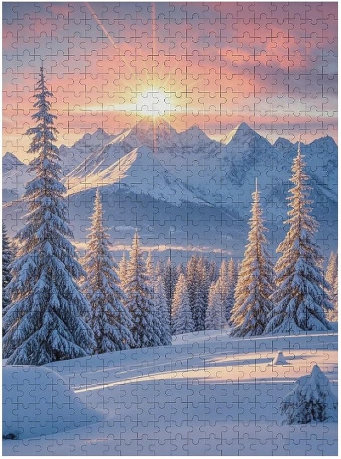 Funny Wooden Puzzle - Golden Winter Puzzle for Adult 500 Piece，Wooden Jigsaw Puzzles Art Leisure Game Fun Suitable Family Friends Educational Learning Games Gift