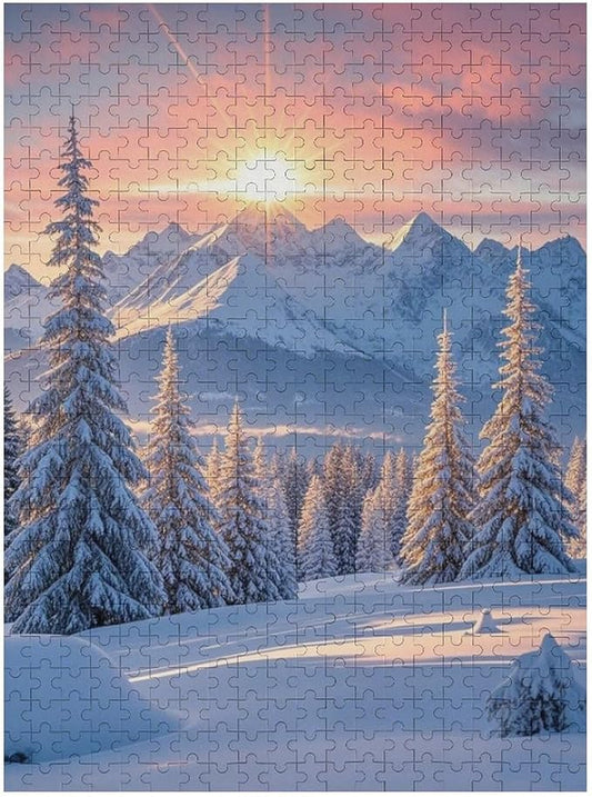 Funny Wooden Puzzle - Golden Winter Puzzle for Adult 500 Piece，Wooden Jigsaw Puzzles Art Leisure Game Fun Suitable Family Friends Educational Learning Games Gift