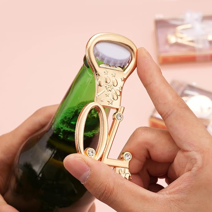 70th Birthday Party Favors - 12 Pack Rose Gold Bottle Opener Set, Wedding Souvenirs, Theme Party Supplies with Gift Box