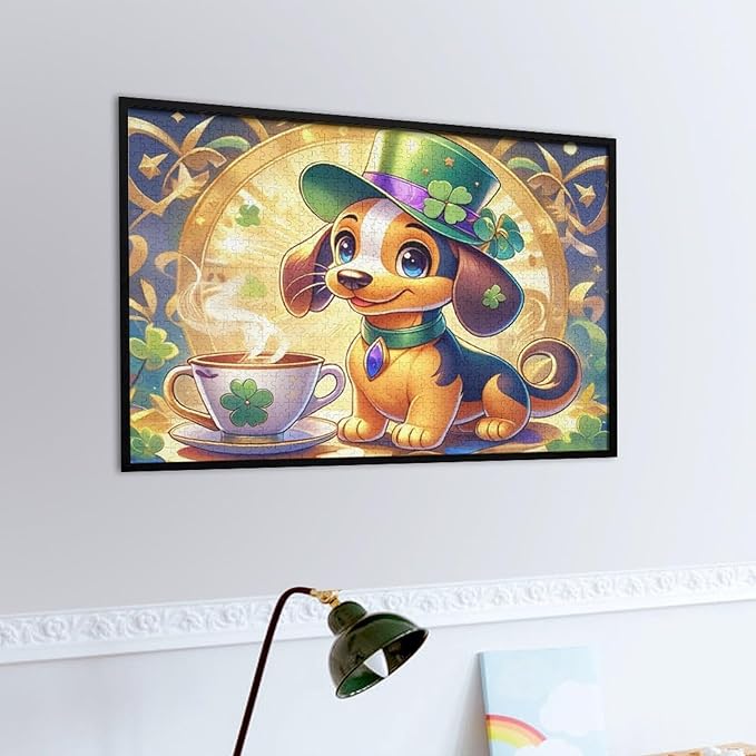 Wooden Puzzle - St. Patrick's Day Dachshund Wooden Puzzles for Adults 1000 Pieces Challenge Puzzles，Educational Games，Family Puzzles，Unique Gifts for Wall Art ，Funny Puzzles