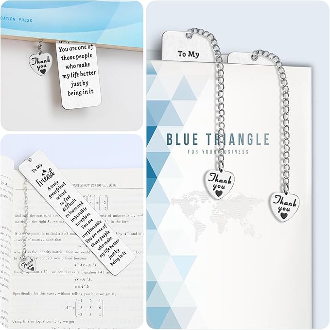 Book Lovers Gifts, Kaluofan Gifts for Book Lovers with Thank You Chain, Bookmark Gifts for Best Friend, Back to School Coming of Age Gifts, Graduation Gifts, Christmas Stocking Stuffers for Teens