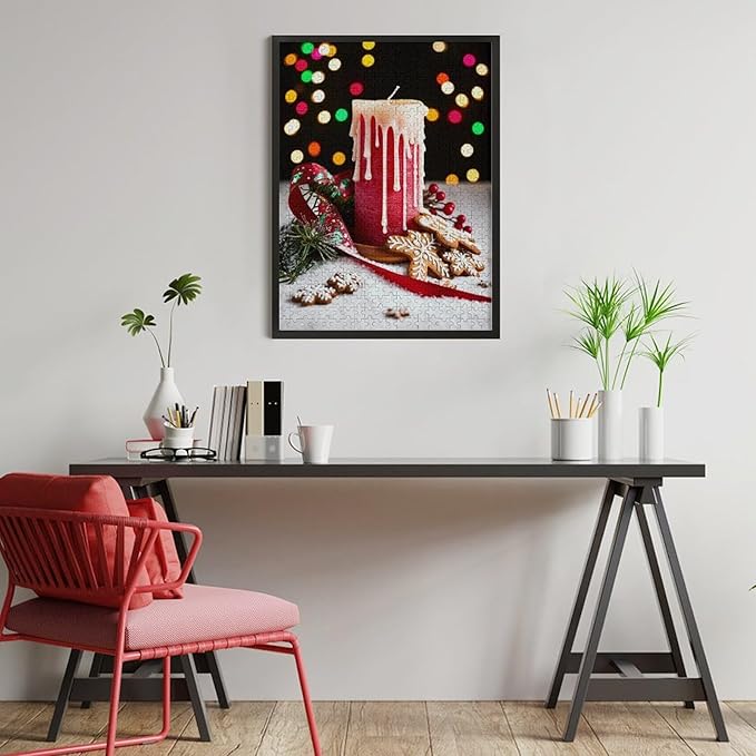 Jigsaw Puzzles for Adults 500 Piece - Merry Christmas，Christmas Candles Wooden Puzzle，Puzzle Games， Stress Relief Games，Funny Puzzles，Unique Gifts for Wall Art ，Family Puzzles，Educational Games