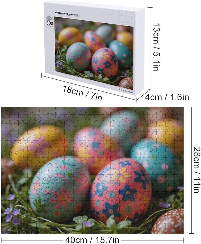 Wooden Puzzle - Easter Eggs Jigsaw Puzzles，Wooden Puzzles for Adults 300 Pieces Challenge Puzzles，Educational Games，Family Puzzles，Unique Gifts for Wall Art,Funnny Puzzles