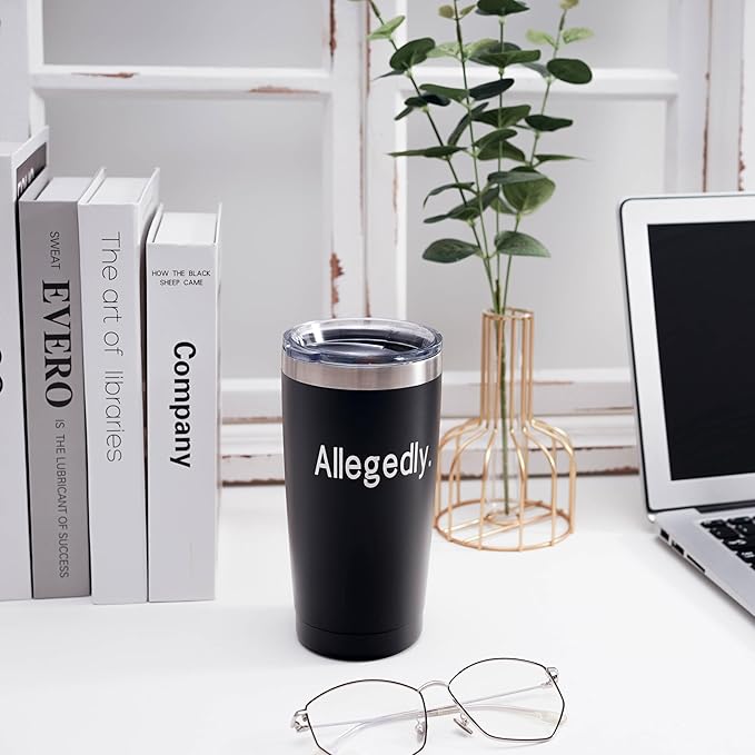 ARIABLE Allegedly Tumbler - Lawyer Gifts for Men & Women, Law School Gift, Funny Law Students Gifts, Future Lawyer, Attorney, Birthday, Christmas, 20oz Engraved Mug Cup, Black