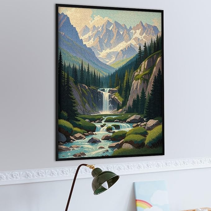 Jigsaw Puzzles for Adults 1000 Piece - Mountain Landscape Wooden Puzzle，Educational Games，Challenge Puzzles Puzzle Games， Stress Relief Games，Funny Puzzles