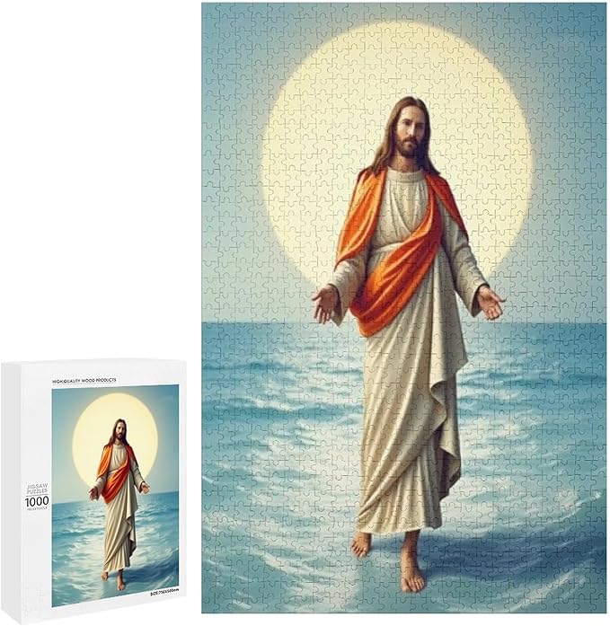 Jigsaw Puzzles for Adults 1000 Piece - Jesus Walk On Sea Wooden Puzzle，Stress Relief Games，Funny Puzzle，Unique Gifts for Wall Art ，Family Puzzles，Educational Games，Challenge Puzzles
