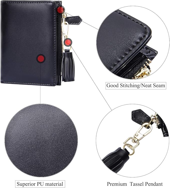 GEEAD Small Wallets for Women Bifold Slim Coin Purse Zipper ID Card Holder