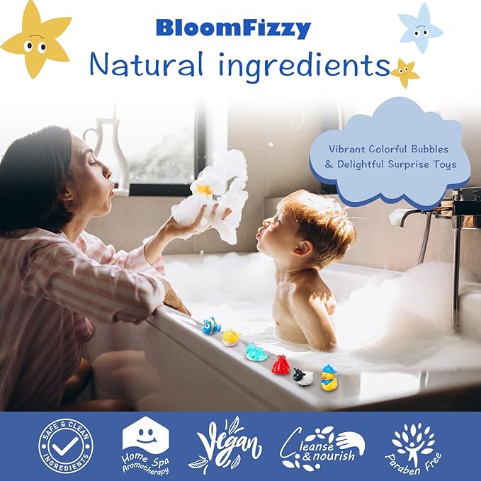 30 Kids Bath Bombs with Surprise Inside – Gift Set with 30 Unique Land & Sea Animal Toys, Fun, Educational, and Child-Safe Natural Bath Bombs with Toys, Great Gift for Kids’ Birthdays & Christmas