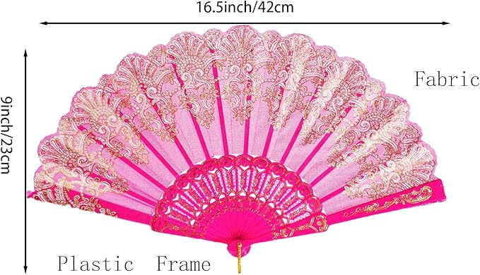 QIRMIZI 30 Pack Folding Handheld Fans,Silk Spanish Fan, Perfect for Weddings, Parties, and Dancing,Deeppink