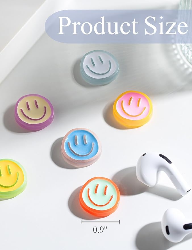 Mymazn 12Pcs Fridge Magnets Cute Refrigerator Magnets, Colorful Magnets for Whiteboard Cabinet Locker, Resin Smile Face Decorative Magnets for Classroom Kitchen Office