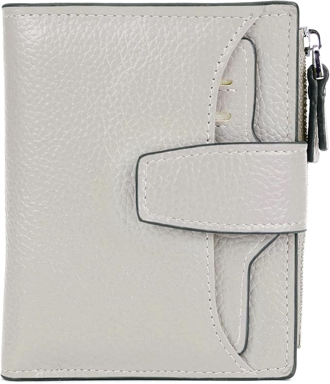 AINIMOER Women's RFID Blocking Leather Small Compact Bi-fold Zipper Pocket Wallet Card Case Purse with id Window