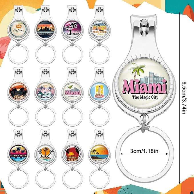 12 Set Florida Keychain Souvenirs and Gifts Bulk Includes Florida Keychains Bottle Openers Nail Clipper Gifts