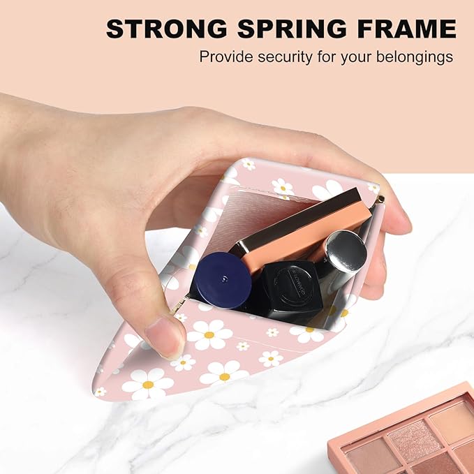 2Pcs PU Leather Small Squeeze Coin Purse Pouch Mini coin Bag Unique And Cute Wallet Cosmetic Bags Change Bag For Women Girls Men （Blue and Pink Flowers 3