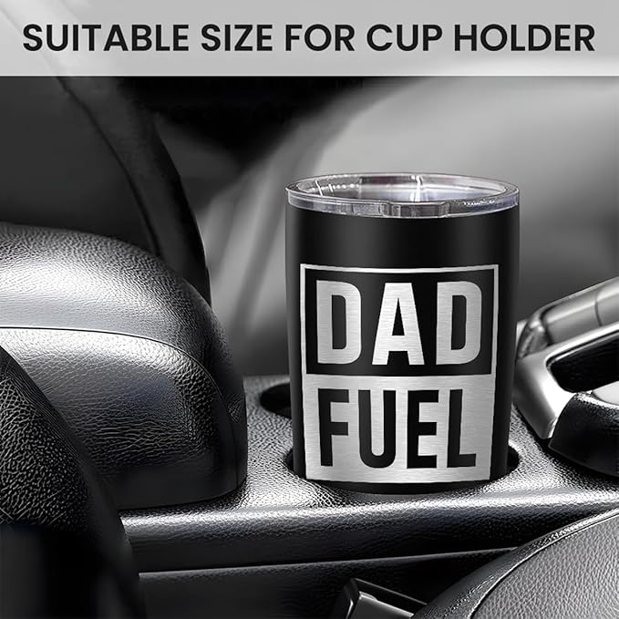 SANDJEST Dad Tumbler 20oz, Dad Fuel Stainless Steel Insulated Tumblers, Coffee Mug Cup for Best Dads from Daughter Son, Gifts for Birthday Christmas Fathers Day