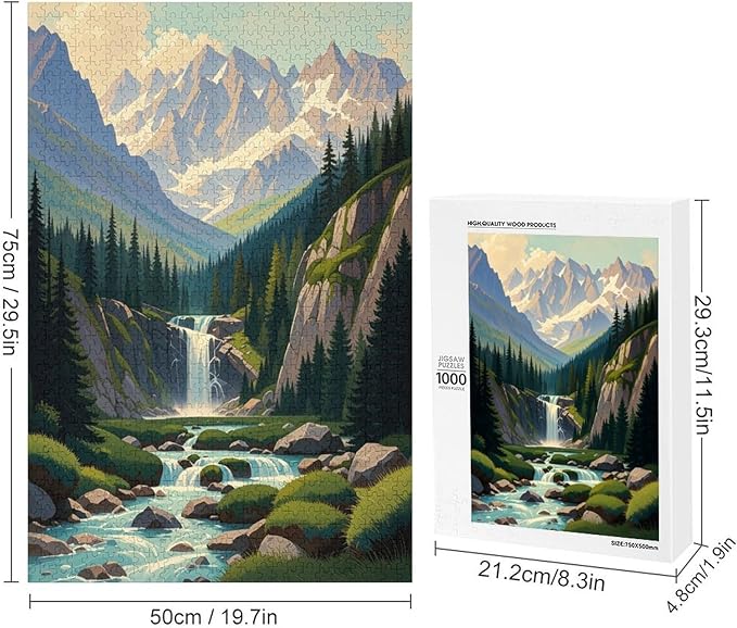Jigsaw Puzzles for Adults 1000 Piece - Mountain Landscape Wooden Puzzle，Educational Games，Challenge Puzzles Puzzle Games， Stress Relief Games，Funny Puzzles