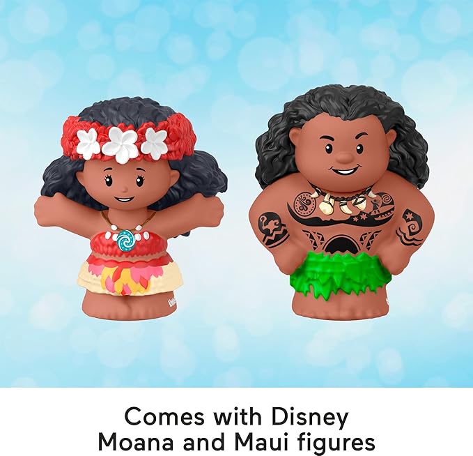 Fisher-Price Little People Toddler Toy Disney Princess Moana & Maui’s Canoe Sail Boat with Figures for Pretend Play Ages 18+ Months