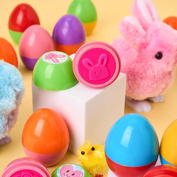JOYIN 24Pcs Easter Egg Stampers Toys for Easter Eggs Hunt Game, Basket Stuffers Fillers, Stamps Gifts, Kids Party Favor, Classroom Prize Supplies