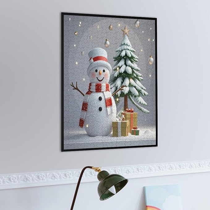 Wooden Puzzles for Adults 500 Pieces, Christmas Winter Snowman, Each Piece is Unique and Perfectly Put Together, are Special Home Decorations, Fun Puzzles, Party Games, Family Toys