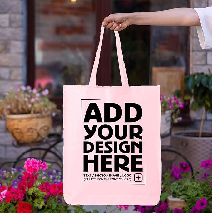 shop4ever Personalized Custom Design Your Own Eco Cotton Tote Reusable Shopping Bag Customizable Gift