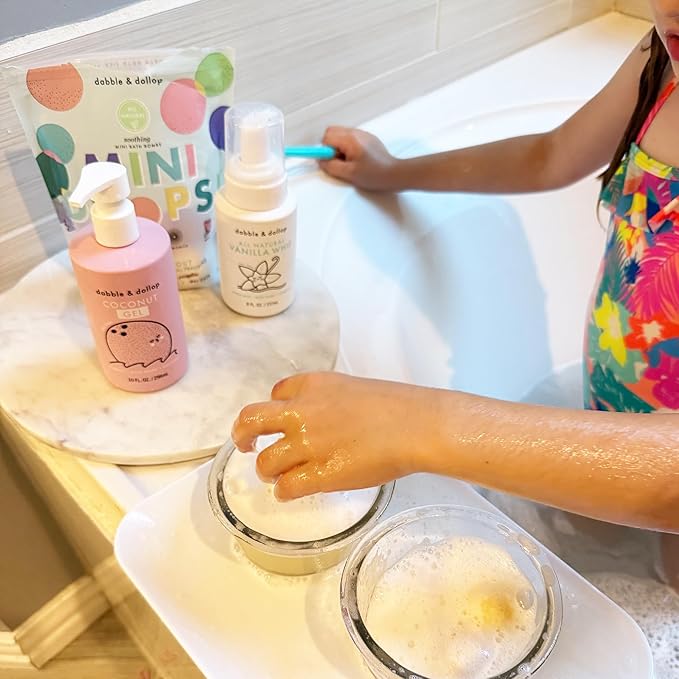 Dabble & Dollop Mini Bath Bombs, Natural Droplets for Kids, Sweet Treat Scents - Resealable Pouches, Fizzy, Moisturizing & Fun, Vegan, Gluten-Free, Cruelty-Free (Set of 36)