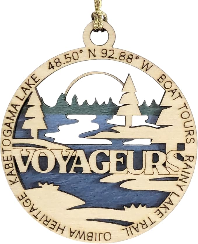 Voyageurs National Park 3" Ornament - Laser Engraved Wood, 2-Layer Christmas Decor, Featuring Iconic Park Scenes, Made in USA