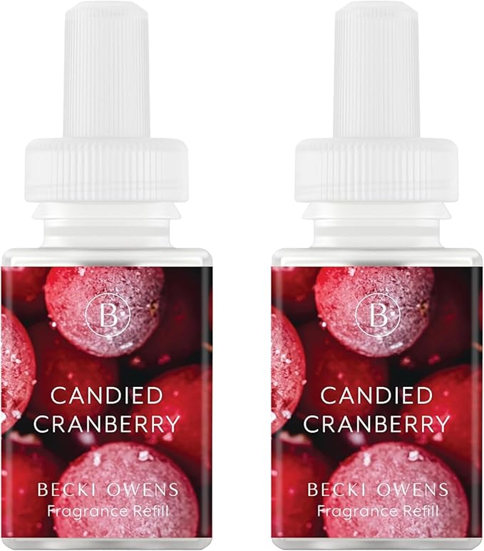Pura & Becki Owens Home Scent Refill - Smart Home Air Diffuser - Up to 120-Hours of Luxury Fragrance per Refill - Home Essential - Clean & Safe Diffuser Fragrance - 2 Pack, Candied Cranberry