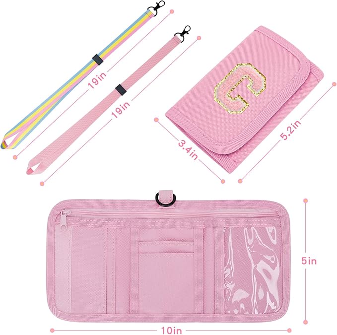 Gifts for Girls 3 4 5 6 7 8 9 10 11 12 Years Old Kids Wallet Cute Initial Coin Purse Toddler Wallet with Magic Sticker (Pink, C)