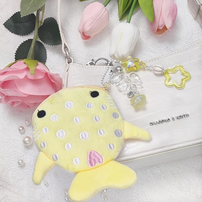 Cute Keychain Whale Shark Coin Purse Keychain Cute Plush Zipper Change Pouch, Kawaii Handmade Wallet for Women
