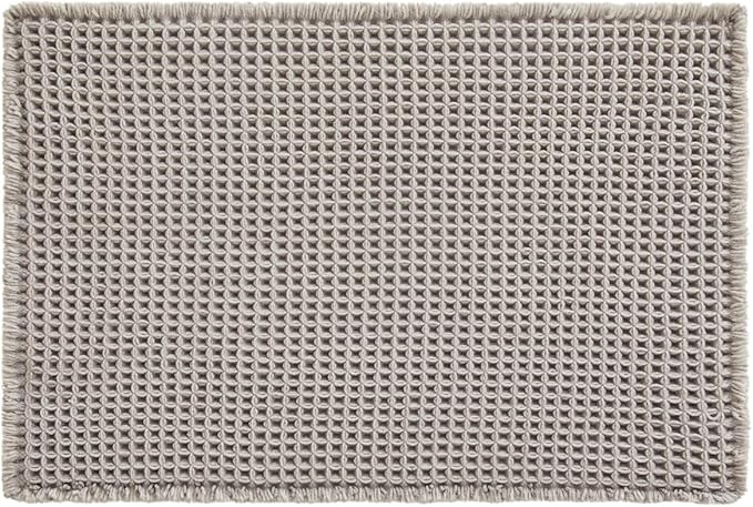 Waffle Bath Mat, Boho Bathroom Rugs Non Slip Washable Super Absorbent Quick Dry Bath Mat Farmhouse Bathroom Decor, 30"x20" Light Grey