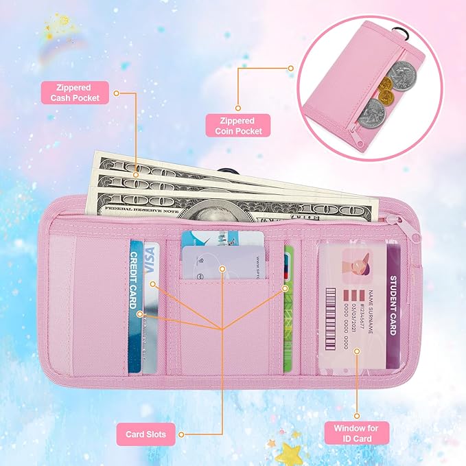 Christmas Gifts for Girls 3 4 5 6 7 8 9 10 11 12 Years Old Kids Wallet Cute Initial Coin Purse Toddler Wallet with Magic Sticker (Pink, A)
