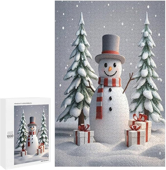 Wooden Puzzles for Adults 1000 Pieces, Christmas Winter Snowman, Each Piece is Unique and Perfectly Put Together, are Special Home Decorations, Fun Puzzles, Party Games, Family Toys