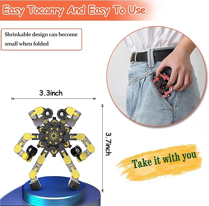 30pcs Random Fidget Spinners,DIY Deformable Robot Fingertip Toys,Decompression Spinner,Deformable Creative Mechanical Gyro Toys,Stress Relief Mechanical Chain Toy for Kids Adults，Party Supplies