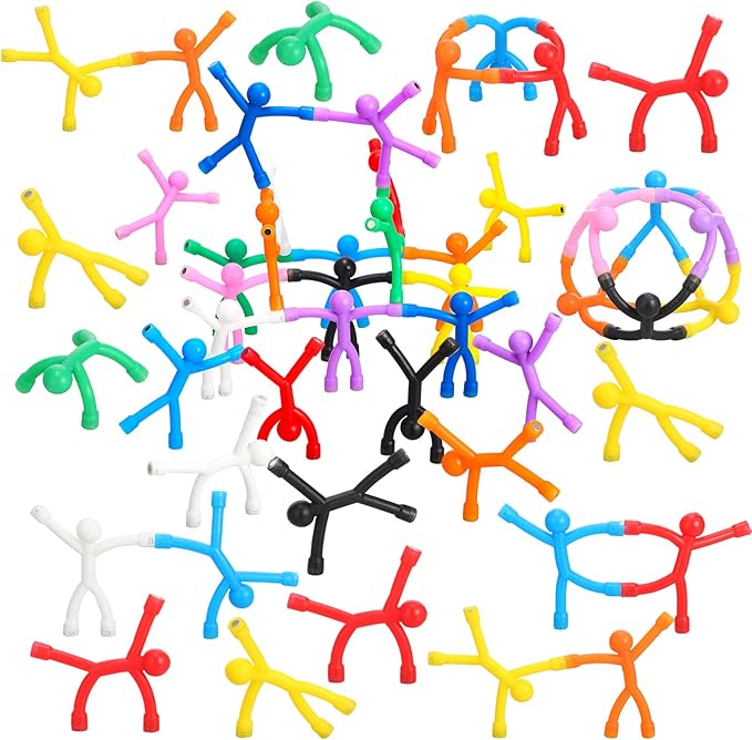 Jerify 50 Pcs Refrigerator Magnets Colorful Magnetic Men Fidget Toys Humanoid Mini Flexible Cute Toys for Refrigerator Door Office Fun Decorative Decoration, 10 Colors