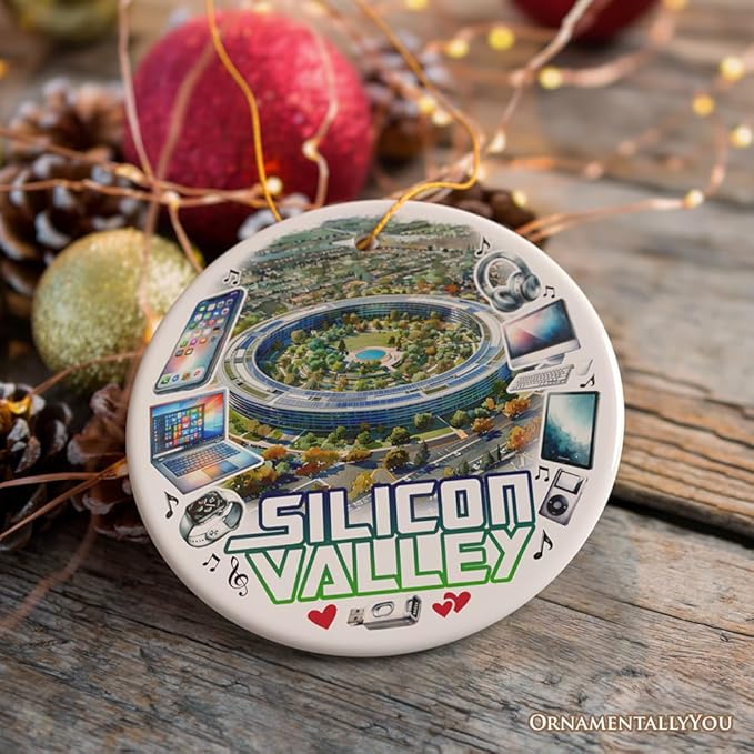 Artistic Silicon Valley Ceramic Ornament, Gift for Technology Enthusiast