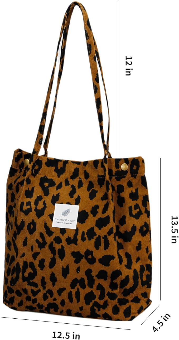 Corduroy Tote Bag Cute Tote Bags for Women Shoulder Bag with Inner Pocket for Work Beach Travel and Shopping Grocery