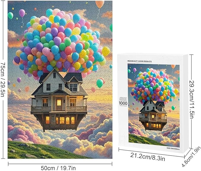Wooden Puzzle - Floating House Jigsaw Puzzles，Wooden Puzzles for Adults 1000 Pieces Challenge Puzzles，Educational Games，Family Puzzles，Unique Gifts for Wall Art