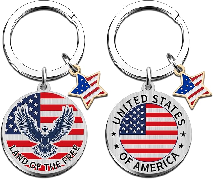 American Flag Keychain USA 250th Anniversary Patriotic American Keychain Souvenirs from USA Citizenship Gifts American Eagle Gifts for Men Eagle Keyring for Men 250 Anniversary USA