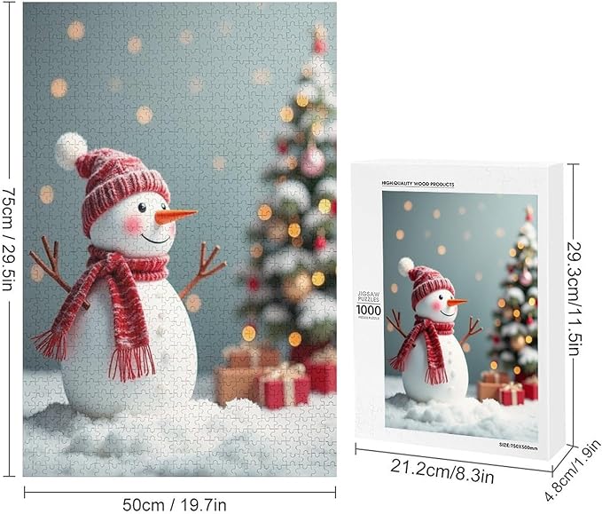 Wooden Puzzles for Adults 1000 Pieces, Christmas Winter Snowman, Each Piece is Unique and Perfectly Put Together, are Special Home Decorations, Fun Puzzles, Party Games, Family Toys