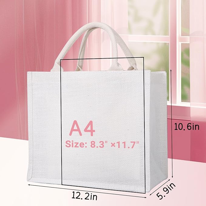 Segarty Jute Bag, 6 Pack Small White Reusable Burlap Tote Canvas Gift Favors Bags with Handles Blank Tote Bulk for Bridesmaid Wedding, Bachelorette Party, Beach Trip, Women Market Grocery Shopping