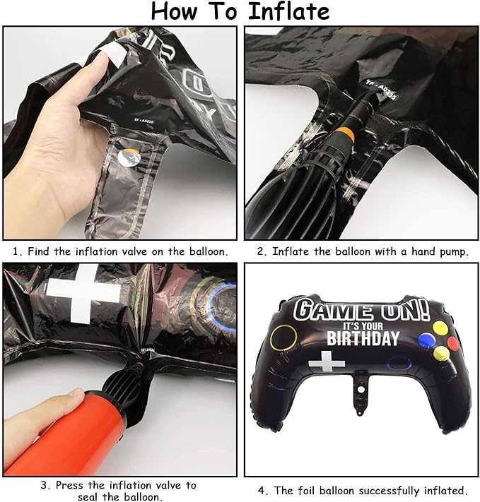 5 Pieces Video Game Party Balloons, Giant Video Game Controller Mylar Foil Balloons Game on Balloons for Kids Boys Gaming Theme Birthday Party Video Game Baby Shower Decorations Supplies