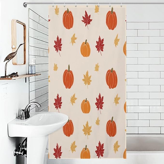 Fall Thanksgiving Pumpkin Shower Curtain Waterproof Washable Fabric Bathroom Shower Curtains for Bathroom Decorations Home Indoor Decor 35x72Inch