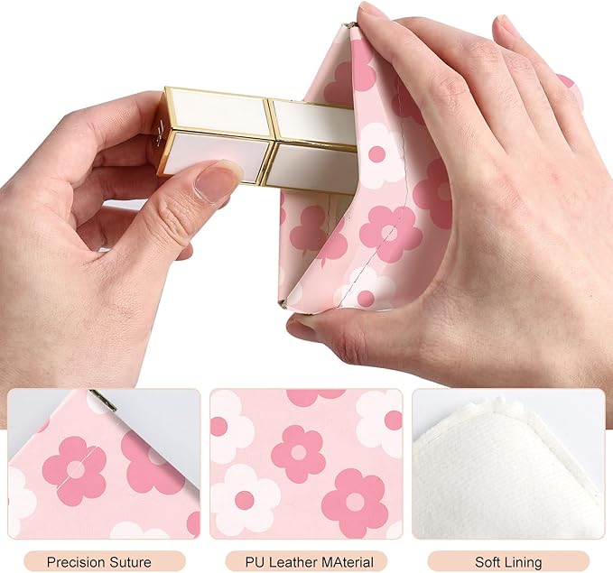 2Pcs PU Leather Small Squeeze Coin Purse Pouch Mini coin Bag Unique And Cute Wallet Cosmetic Bags Change Bag For Women Girls Men （Blue and Pink Flowers