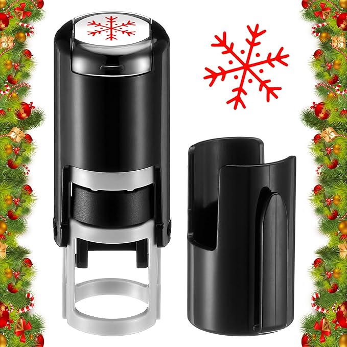 Supervitae 2 Pack Christmas Snowflakes Print Stamps Print Stamper Mini Red Self Inking Stamps for Classroom Party Educational Learning Activities Craft Supplies