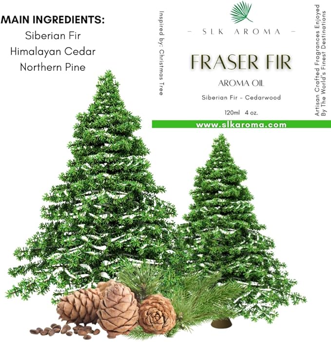Fraser FIR Aroma Oil for Diffusers - The Fresh Smell of Christmas Trees and The Holidays - Niche Blend of Siberian Fir, Himalayan Cedar, Essential Oils - Great for Plastic Trees (30 ml)
