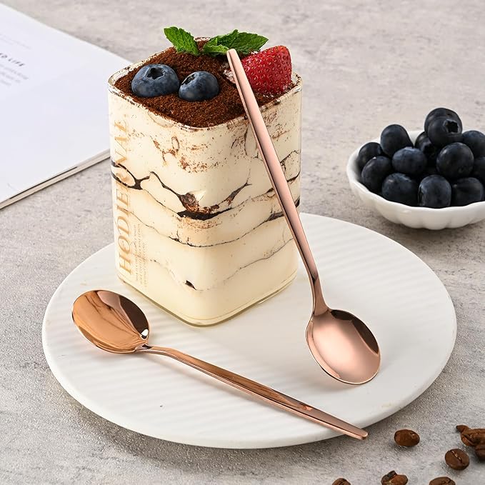 5.1Inch Stainless Steel Coffee & Tea Spoons Set,Rose Gold Teaspoon,Small Spoons For Dessert or Tea,Espresso Spoon For Cafe