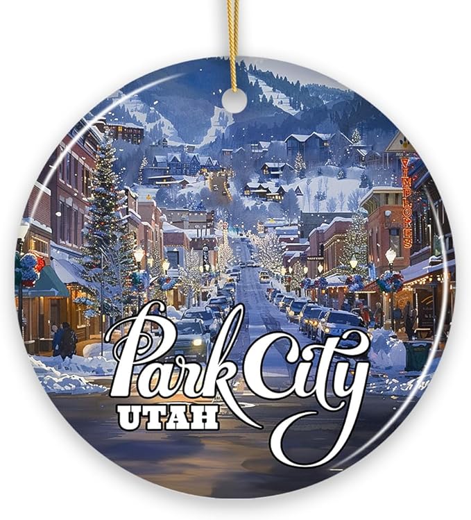 Culturally Artistic Park City Ceramic Ornament, Utah Picturesque Mountain Town Christmas Souvenir (Version 1)