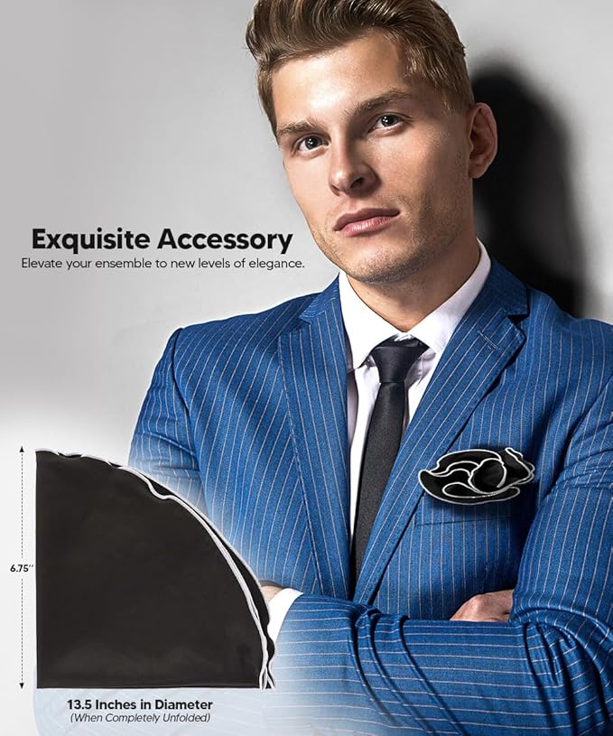 Premium Pre-Folded Four-Point Suit Pocket Square for Men with Sewn Pocket Fold