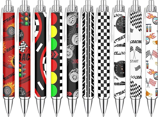 Racing Car Ballpoint Pens Set – Speed-Inspired Writing Pens with Smooth Black Ink – Fun Race Car Theme for Students, Car Lovers,Everyday Writing – School,Office, Party Favors, and Gift Ideas, 10 Pack