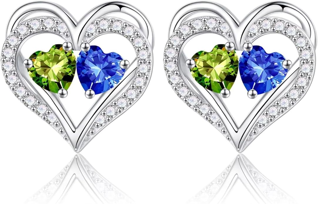 Iefil Valentines Day Gifts for Her - 925 Sterling Silver Birthstone Earrings, Anniversary Birthday Gifts for Women Wife Girlfriend Mom